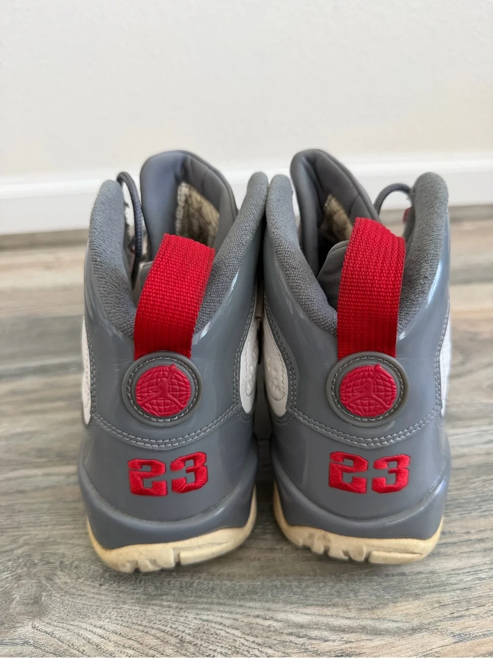 Nike Air Jordan 9 Retro GS White Fire Red Cool Grey Men’s Sneakers size 10